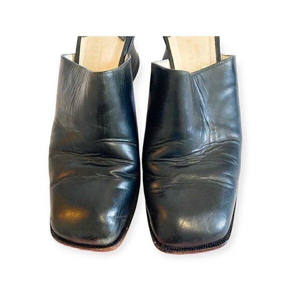 Rare Vintage Michel Perry black Leather Mule, size 38.5EU, Y2K - Picture 9 of 11
